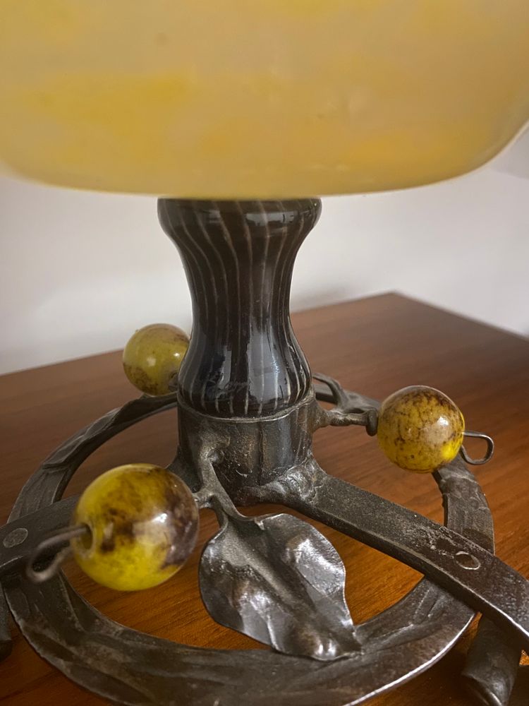 Coupe Schneider en verre et fer forgé d’époque art déco