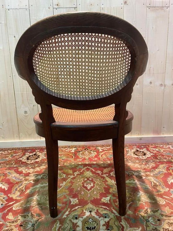 Napoleon III office chair in oak and cane