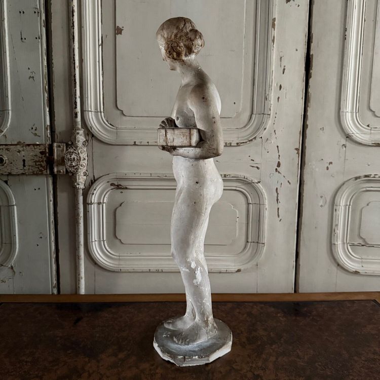 Statue plâtre d'atelier par Charles Filleul sujet féminin au coffret XXe