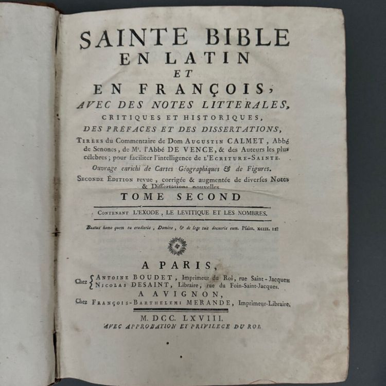 Books Holy Bible in Latin and French Paris 1767