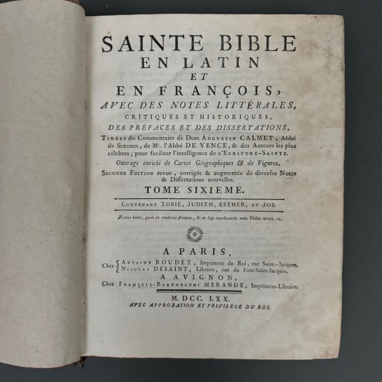 Books Holy Bible in Latin and French Paris 1767