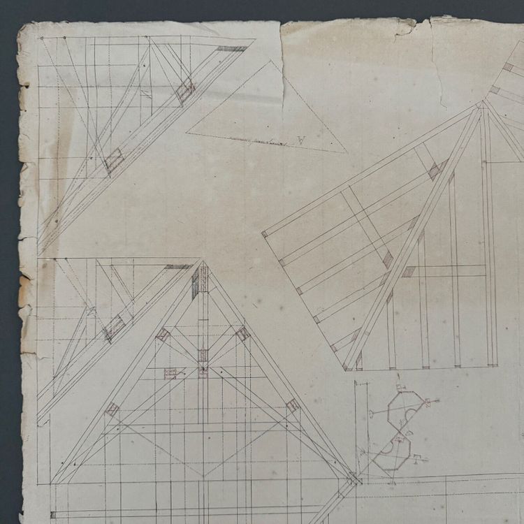 Disegni o schizzi di un falegname Compagnon du Devoir, XIX secolo