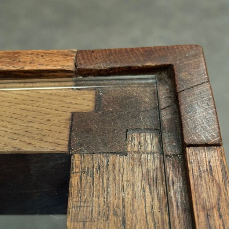 1970s coffee table in oak and glass top, French work