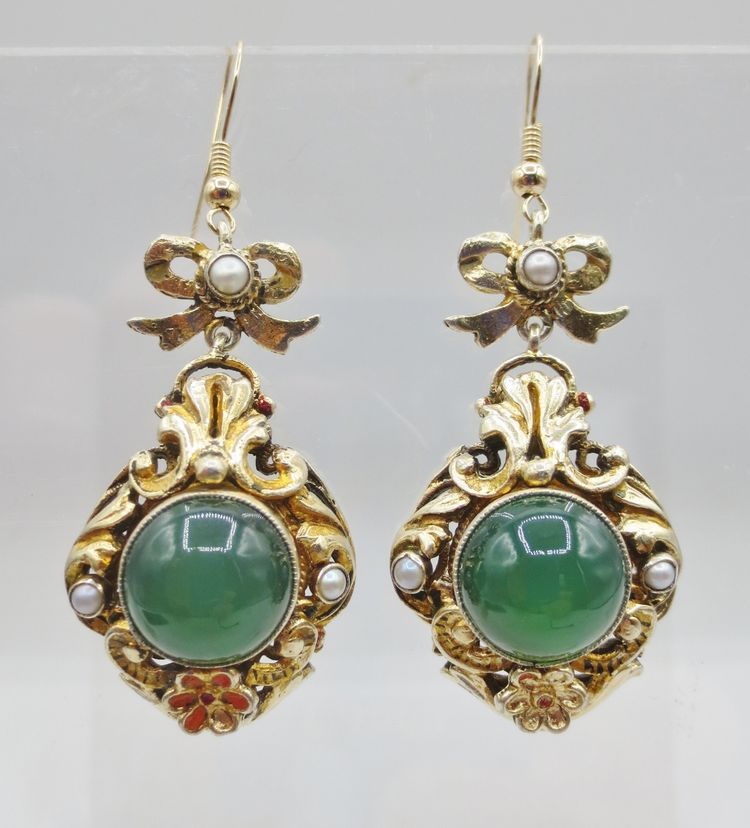 Silver gilt earrings, 19th century.