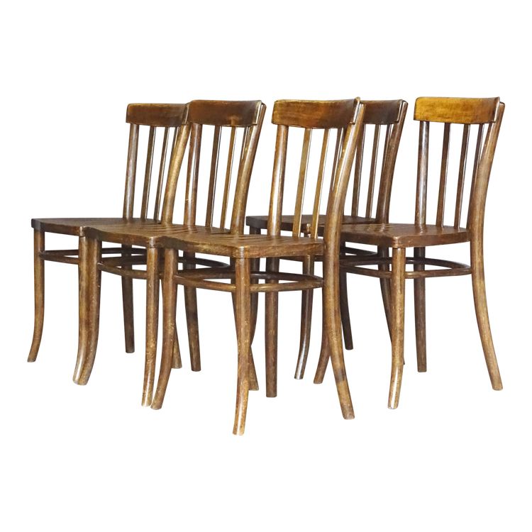 Set of 5 Thonet chairs No. A417 from 1937, laminated wood seat, Art Deco period