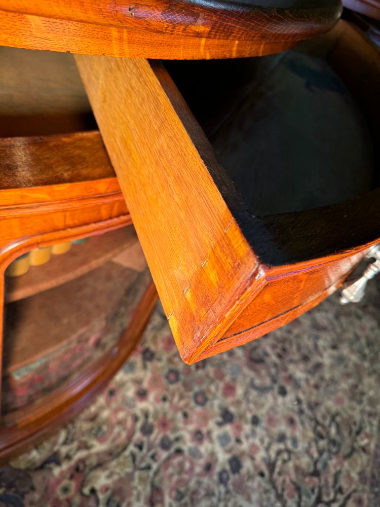 Pair of 19th century glass corner cabinets in blond oak