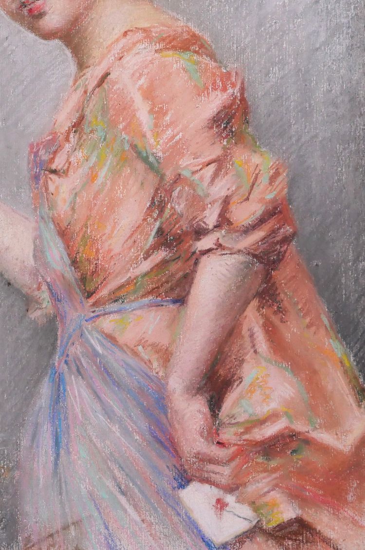 Frédérique VALLET-BISSON 1862-1948 L'indiscrète, portrait of a young woman, pastel, circa 1890, Renoir