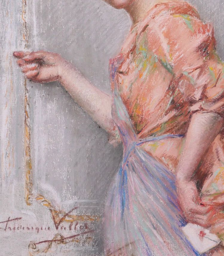 Frédérique VALLET-BISSON 1862-1948 L'indiscrète, portrait of a young woman, pastel, circa 1890, Renoir