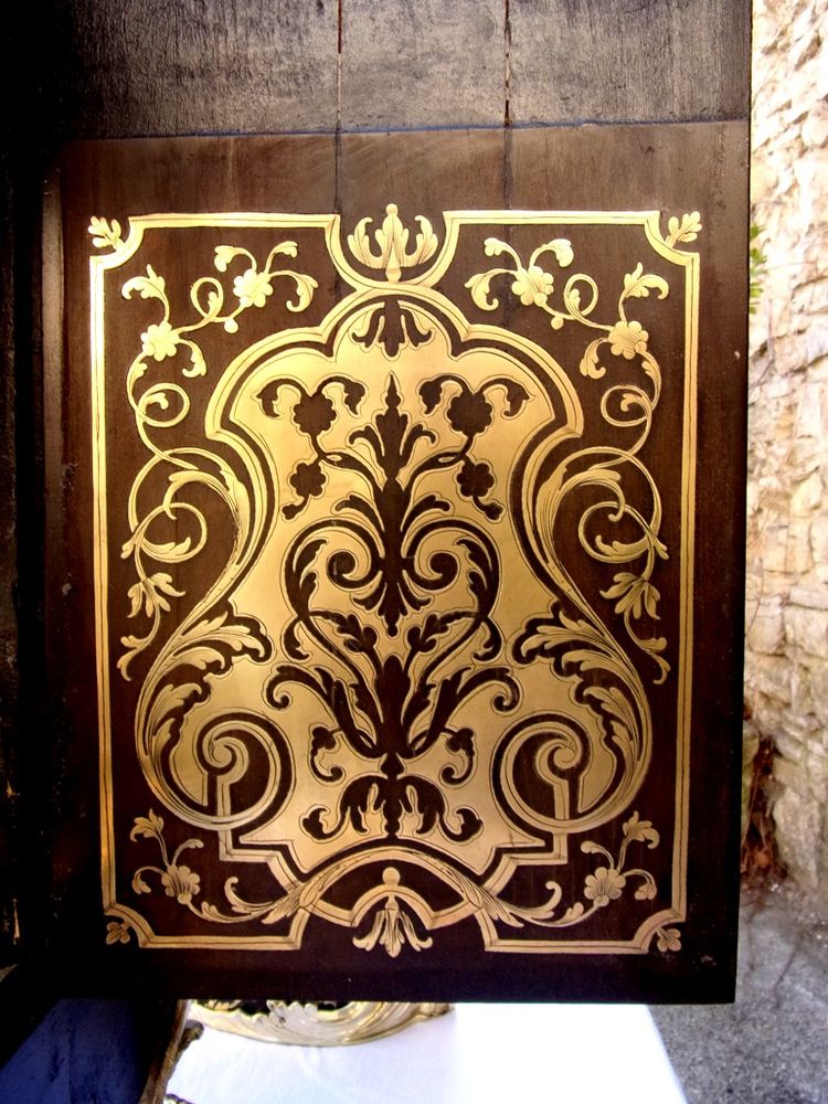 Cartel "aux Têtes enturbannées" in Boulle marquetry and its console, 140 cm