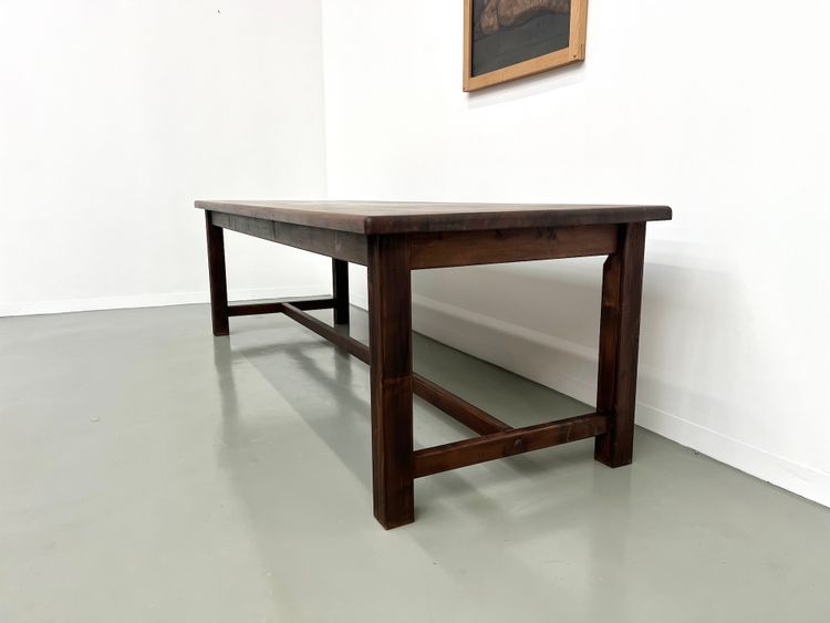 Large solid pine farm table, 70s