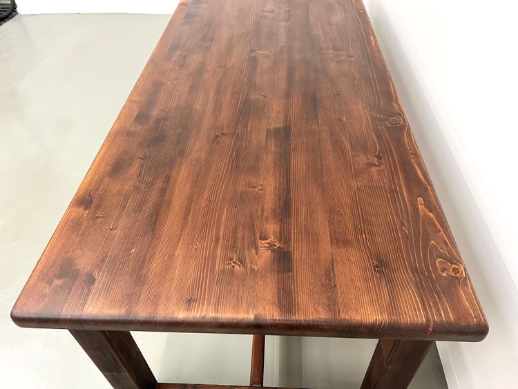 Large solid pine farm table, 70s