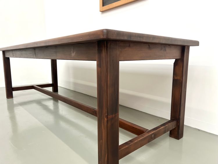 Large solid pine farm table, 70s