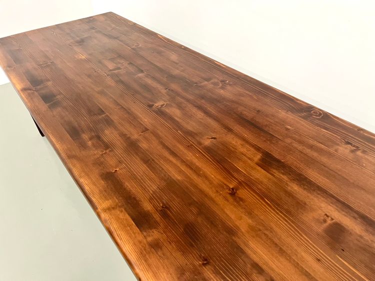 Large solid pine farm table, 70s