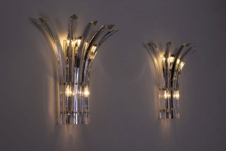 Pair of Alberto Donà sconces in Murano crystal