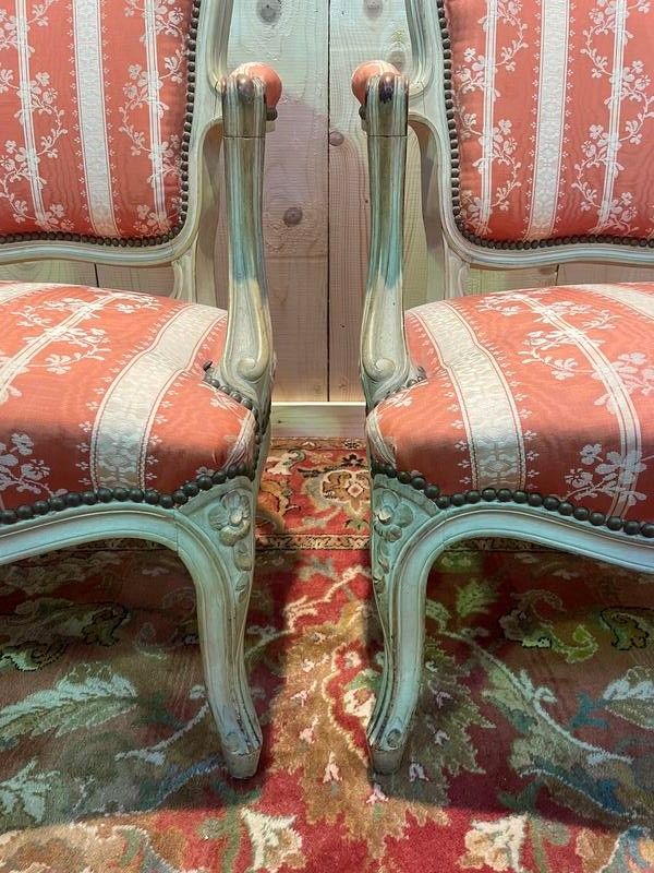 Pair of Louis XV style cabriolet armchairs