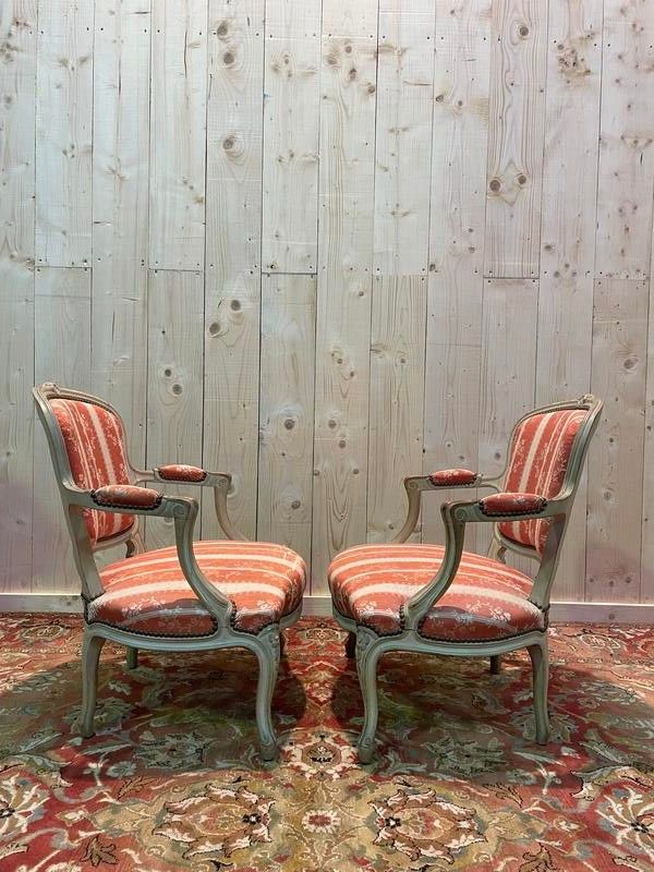 Pair of Louis XV style cabriolet armchairs