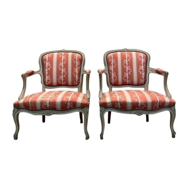 Pair of Louis XV style cabriolet armchairs