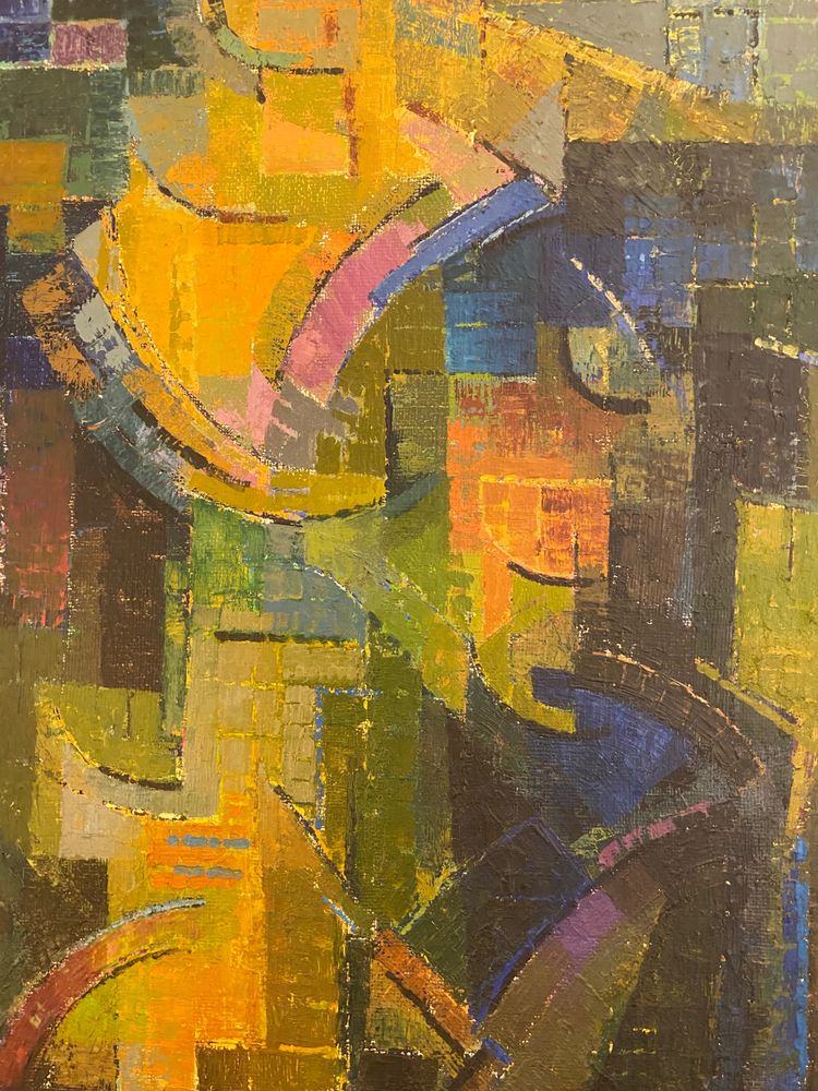 Cubist composition by Alfred Vachon, oil on canvas, 1961