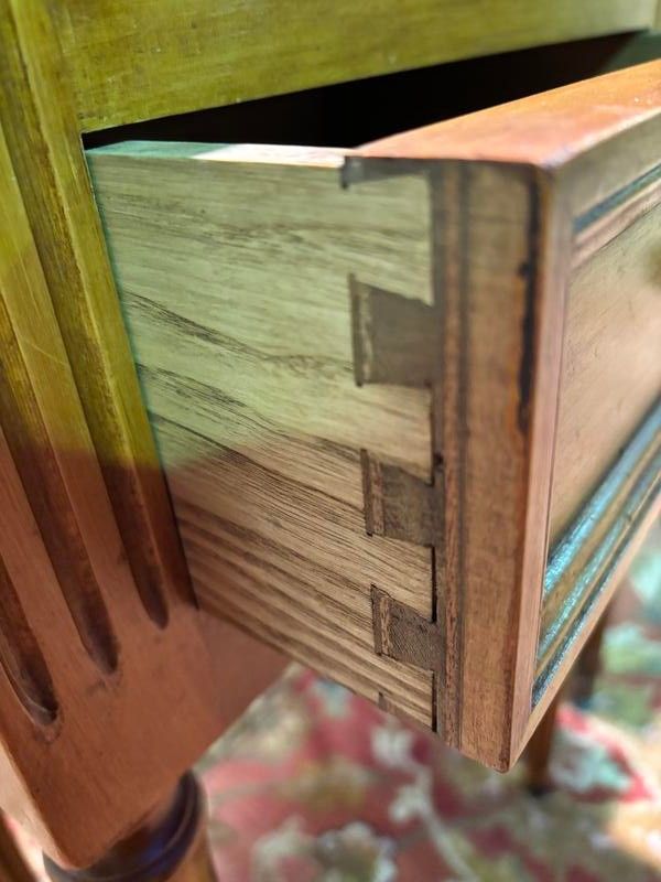 Pair of Louis XVI style bedside tables in cherry wood