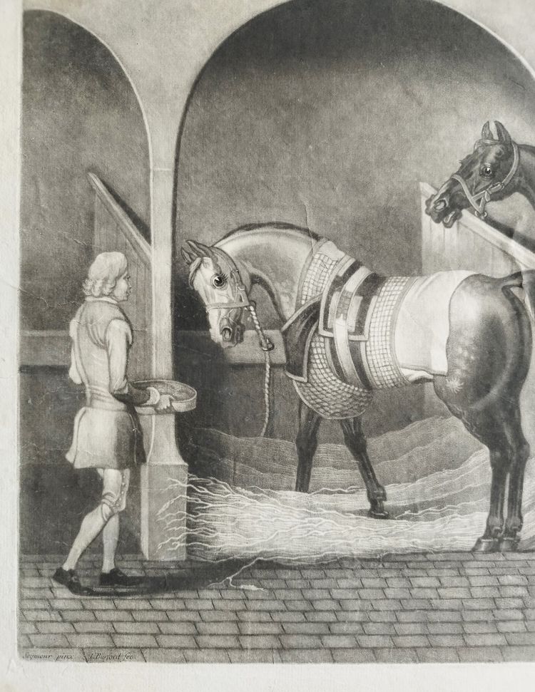  Engraving  Horses After James Seymour 18th C Etching Old Print