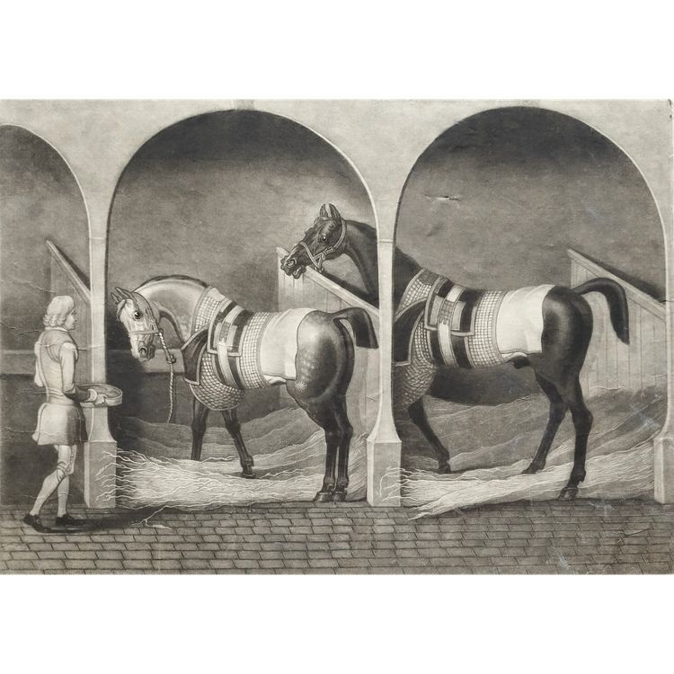  Engraving  Horses After James Seymour 18th C Etching Old Print