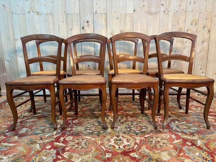 Set of 8 Louis Philippe caned chairs