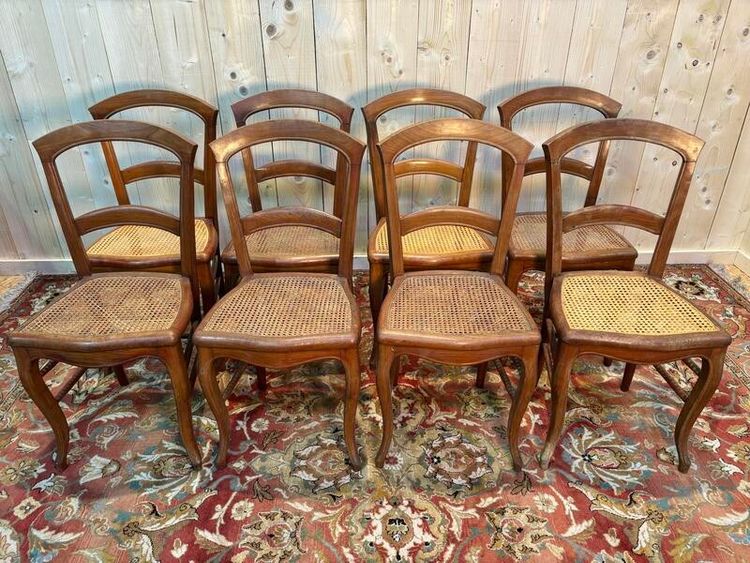 Set of 8 Louis Philippe caned chairs