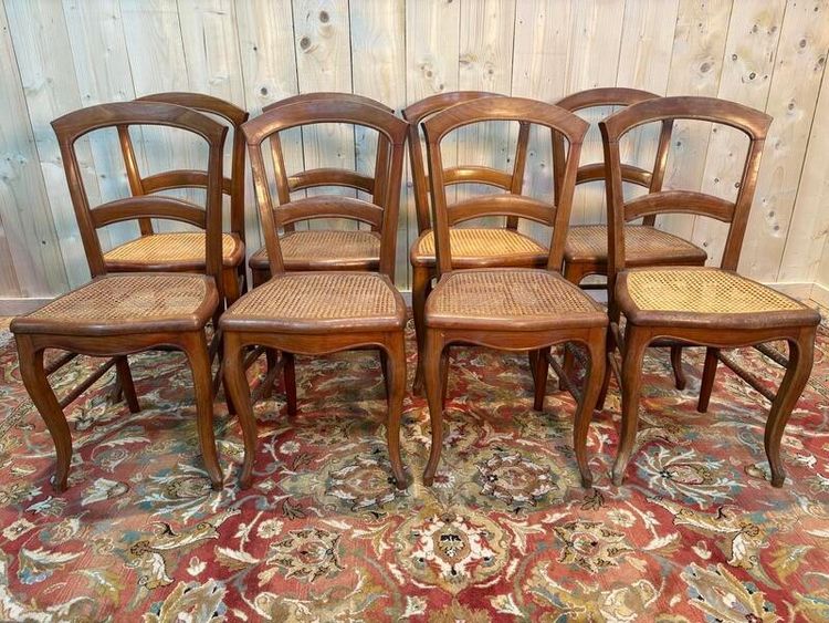 Set of 8 Louis Philippe caned chairs