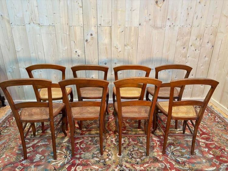 Set of 8 Louis Philippe caned chairs