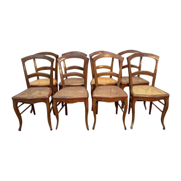 Set of 8 Louis Philippe caned chairs