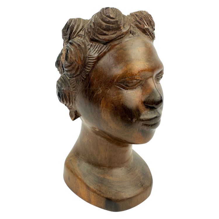 Tribal art, vintage teak bust