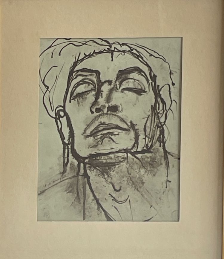 Drawing france Ink signed Henry de Waroquier (1881-1970) man in ecstasy, 20th century