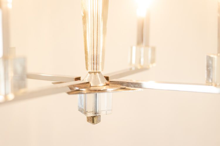 Jacques Adnet. Modernist chandelier in chromed metal. Circa 1940. LS6042309H