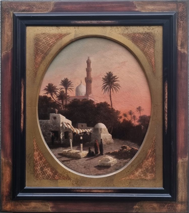 Alexandre CURT - Paesaggio con moschea al Cairo