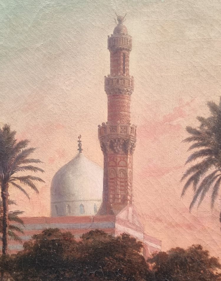 Alexandre CURT - Paesaggio con moschea al Cairo