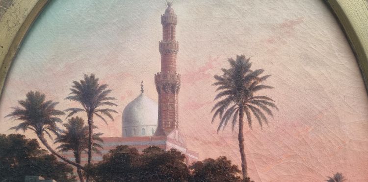 Alexandre CURT - Paesaggio con moschea al Cairo