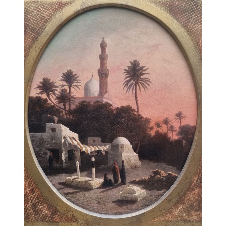 Alexandre CURT - Paesaggio con moschea al Cairo