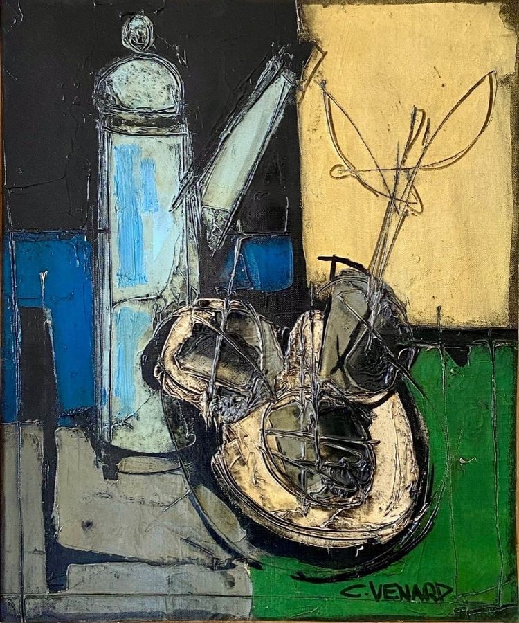 Claude Venard (1913-1999), Nature Morte à La Cafetière painting, 1942.