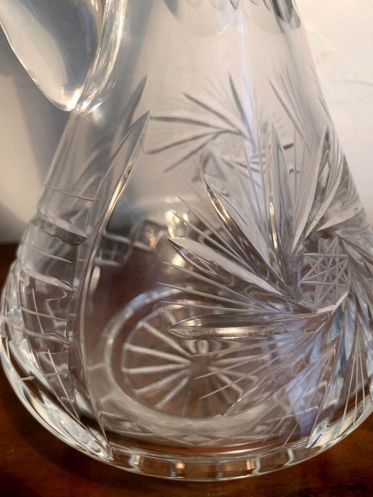 Hand-blown, hand-cut crystal decanter.