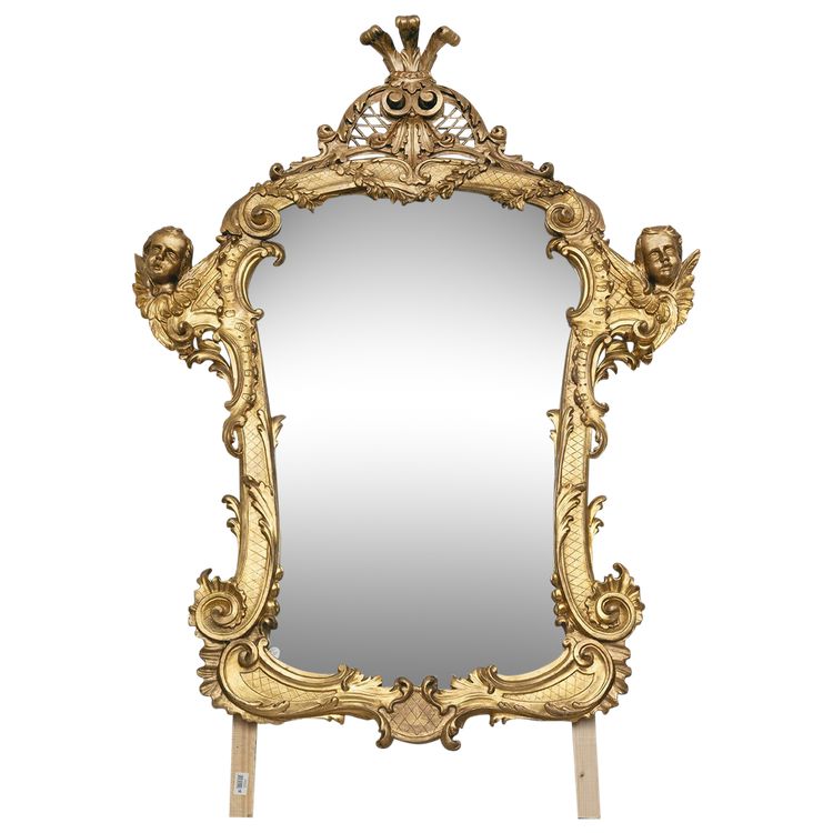 Antique giltwood and carved mirror. 18th century Rome.