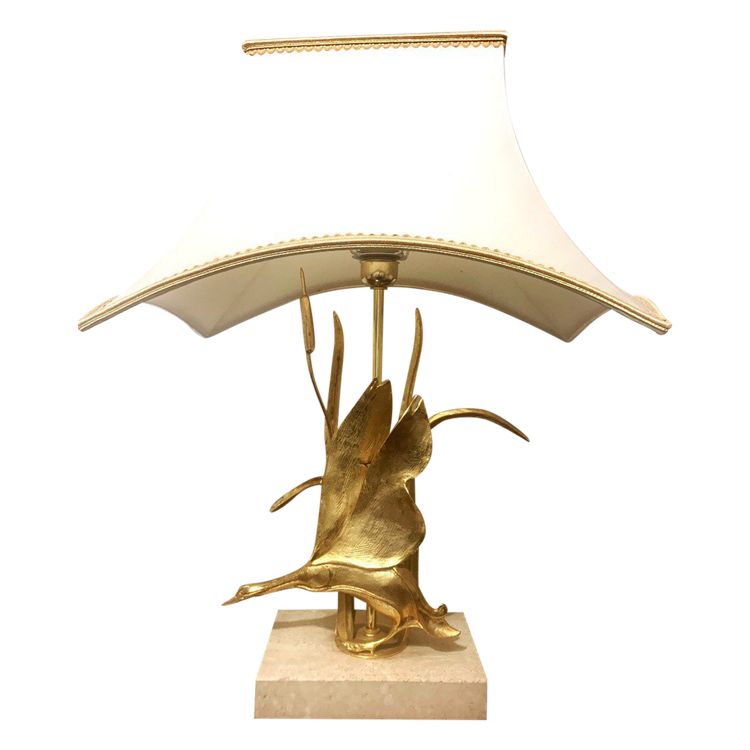 Lampe Aus Travertin Und Vergoldetem Metall Vom Italienischen Designer Lanciotto Galeotti