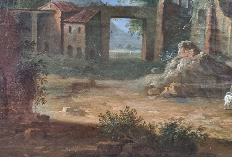 18th century French or Italian school - Animated landscape with a ruin