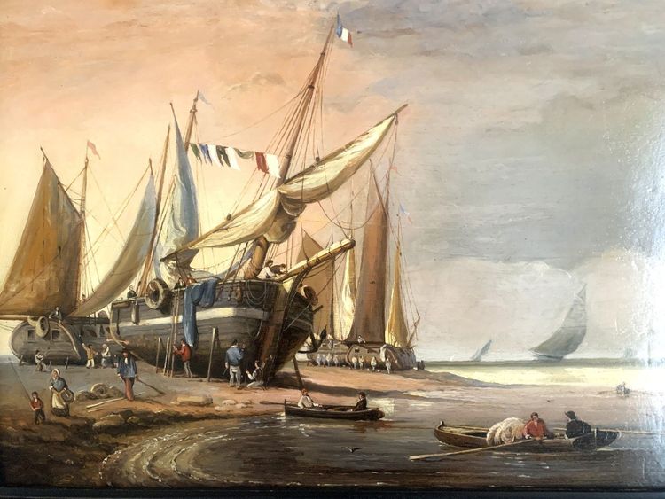 Charles Kuwasseg Oil on Marine Panel