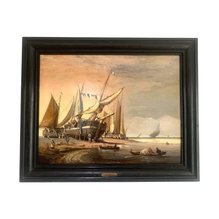 Charles Kuwasseg Oil on Marine Panel