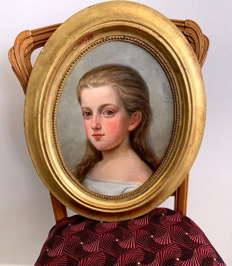 Oil On Canvas Portrait Of A Young Girl B. Demarolles