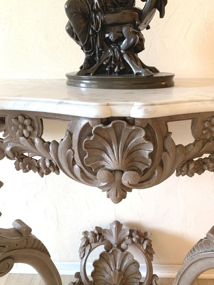 Curved Painted Wood Console .