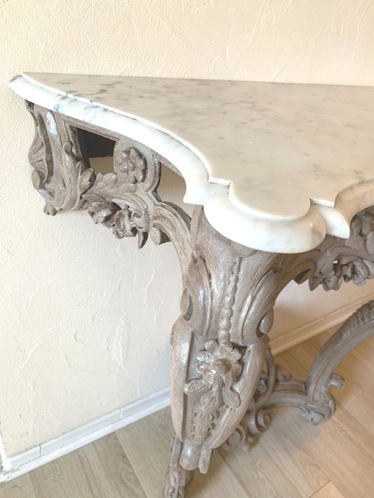 Curved Painted Wood Console .