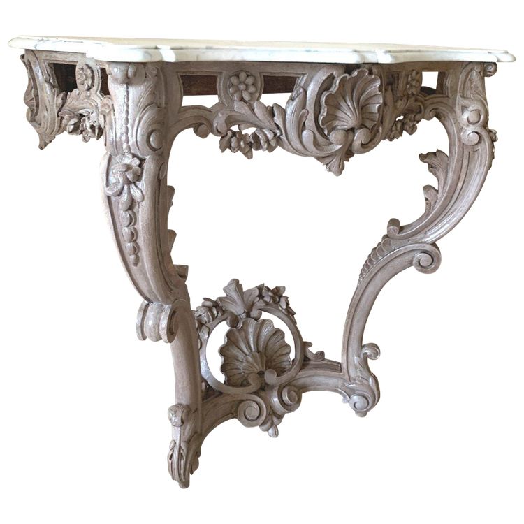 Curved Painted Wood Console .