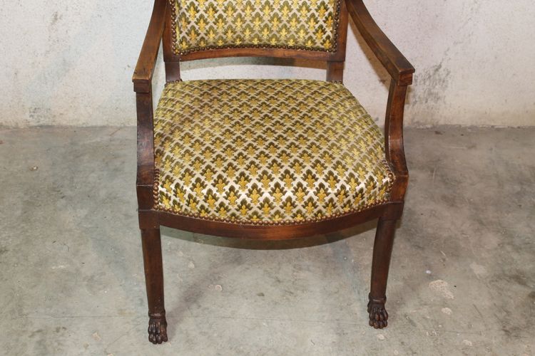 Pair of 19th century Consulat walnut armchairs in the Jacob Frères style