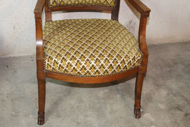 Pair of 19th century Consulat walnut armchairs in the Jacob Frères style